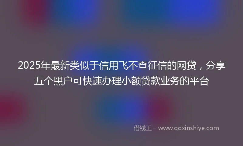 2025年最新类似于信用飞不查征信的网贷，分享五个黑户可快速办理小额贷款业务的平台