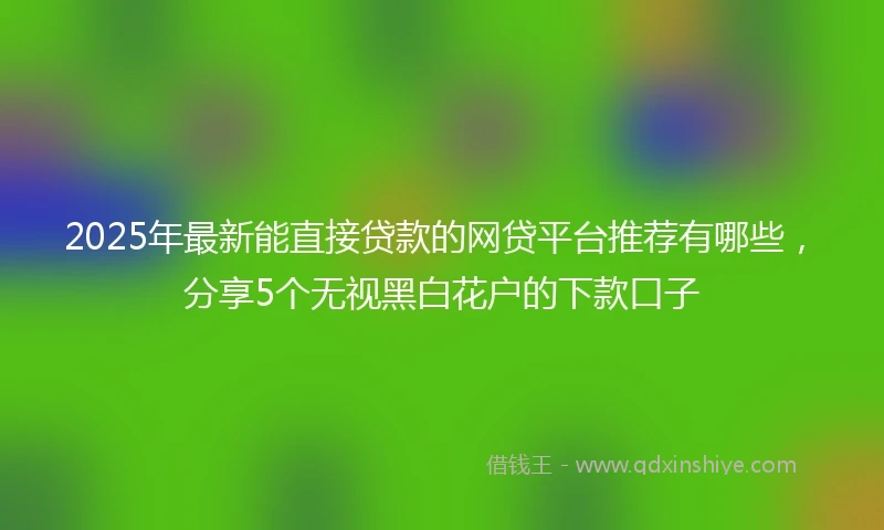 2025年最新能直接贷款的网贷平台推荐有哪些，分享5个无视黑白花户的下款口子