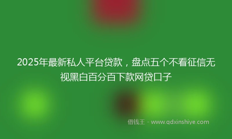 2025年最新私人平台贷款，盘点五个不看征信无视黑白百分百下款网贷口子