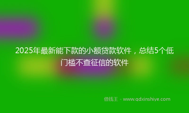 2025年最新能下款的小额贷款软件，总结5个低门槛不查征信的软件