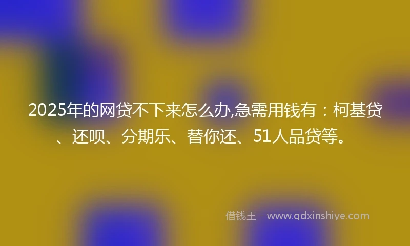 2025年的网贷不下来怎么办,急需用钱有：柯基贷、还呗、分期乐、替你还、51人品贷等。
