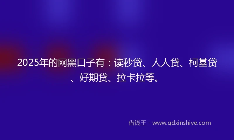 2025年的网黑口子有：读秒贷、人人贷、柯基贷、好期贷、拉卡拉等。