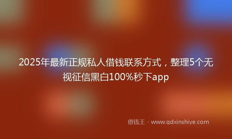 2025年最新正规私人借钱联系方式,整理5个无视征信黑白100%秒下app