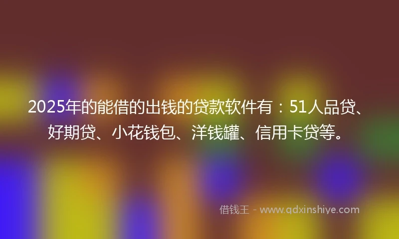 2025年的能借的出钱的贷款软件有：51人品贷、好期贷、小花钱包、洋钱罐、信用卡贷等。