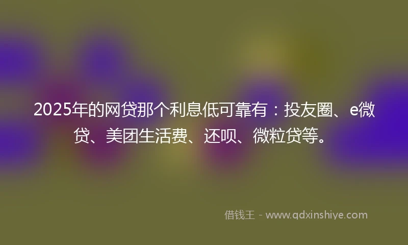 2025年的网贷那个利息低可靠有：投友圈、e微贷、美团生活费、还呗、微粒贷等。