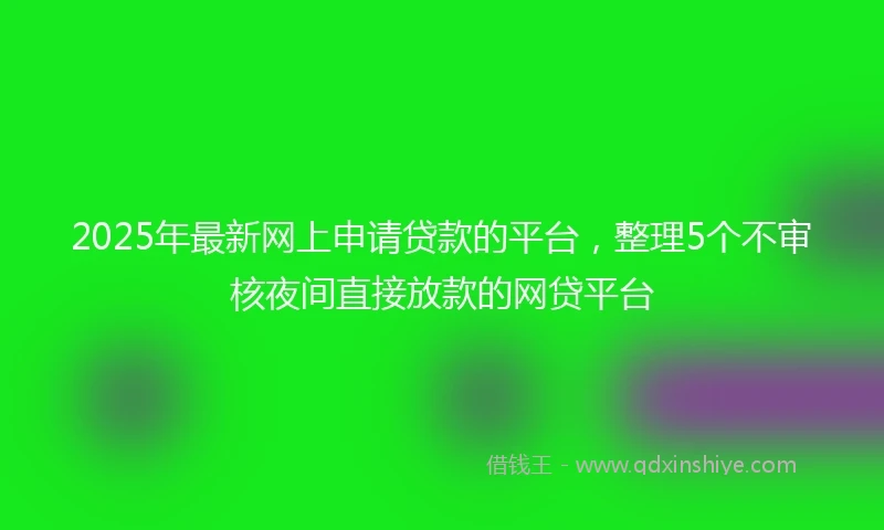 2025年最新网上申请贷款的平台，整理5个不审核夜间直接放款的网贷平台