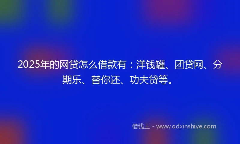 2025年的网贷怎么借款有：洋钱罐、团贷网、分期乐、替你还、功夫贷等。