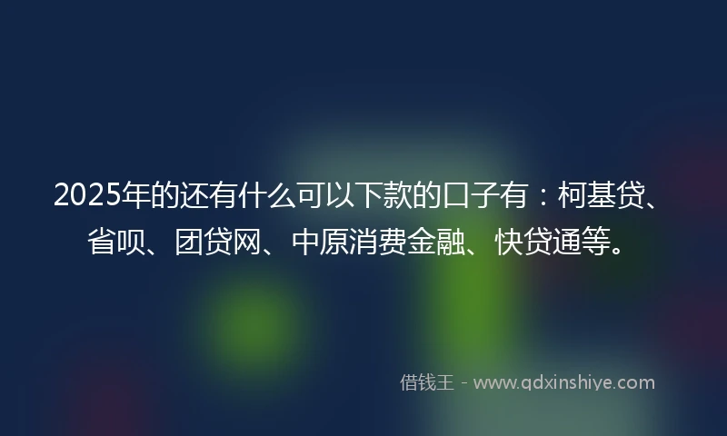 2025年的还有什么可以下款的口子有：柯基贷、省呗、团贷网、中原消费金融、快贷通等。