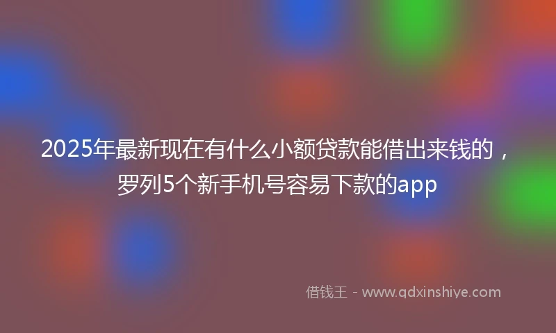 2025年最新现在有什么小额贷款能借出来钱的，罗列5个新手机号容易下款的app