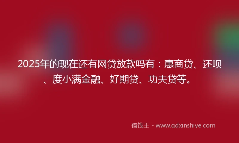 2025年的现在还有网贷放款吗有：惠商贷、还呗、度小满金融、好期贷、功夫贷等。