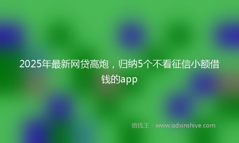 2025年最新网贷高炮，归纳5个不看征信小额借钱的app