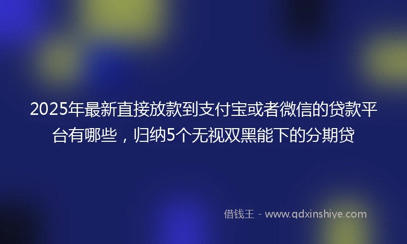 2025年最新直接放款到支付宝或者微信的贷款平台有哪些，归纳5个无视双黑能下的分期贷