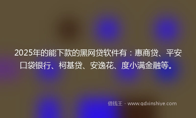 2025年的能下款的黑网贷软件有：惠商贷、平安口袋银行、柯基贷、安逸花、度小满金融等。