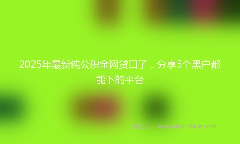 2025年最新纯公积金网贷口子，分享5个黑户都能下的平台