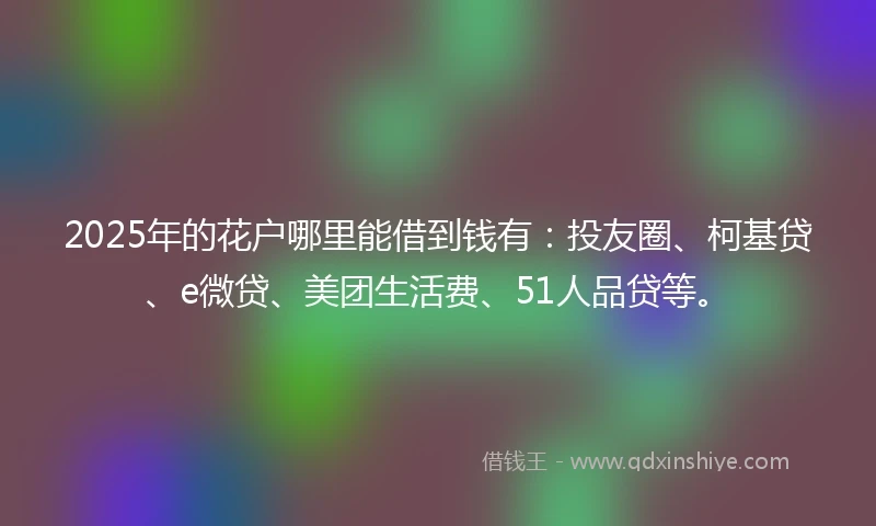 2025年的花户哪里能借到钱有：投友圈、柯基贷、e微贷、美团生活费、51人品贷等。