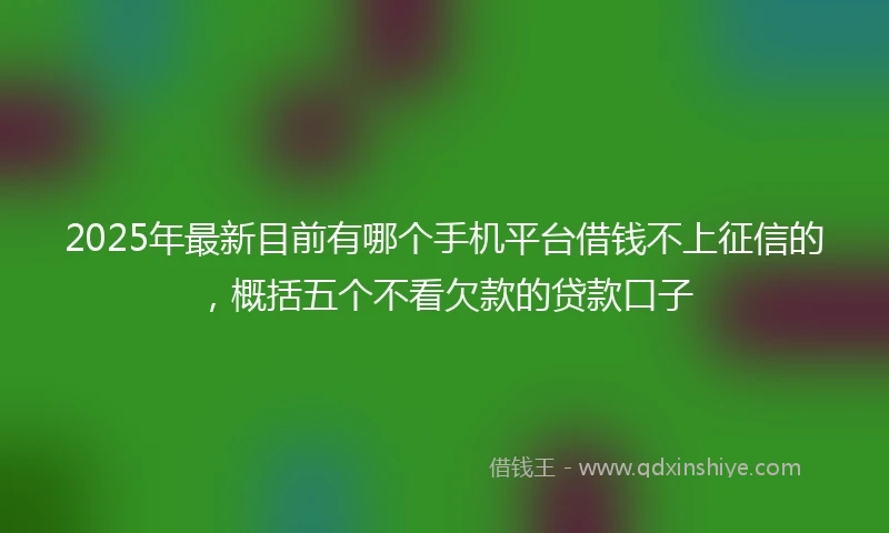 2025年最新目前有哪个手机平台借钱不上征信的，概括五个不看欠款的贷款口子