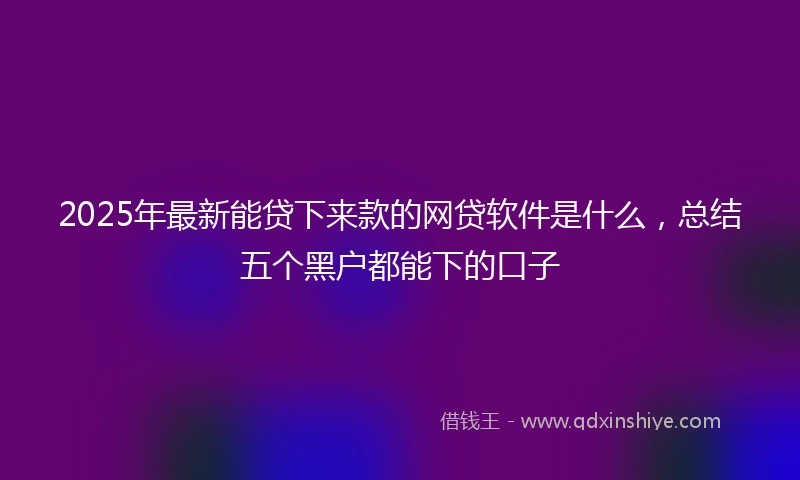 2025年最新能贷下来款的网贷软件是什么，总结五个黑户都能下的口子