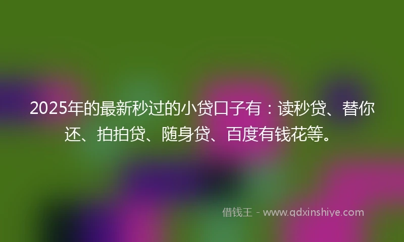 2025年的最新秒过的小贷口子有：读秒贷、替你还、拍拍贷、随身贷、百度有钱花等。