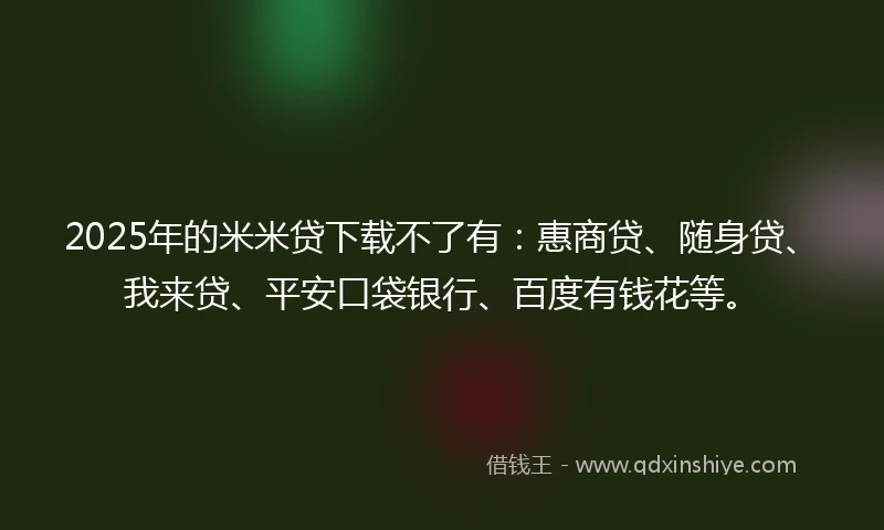 2025年的米米贷下载不了有：惠商贷、随身贷、我来贷、平安口袋银行、百度有钱花等。