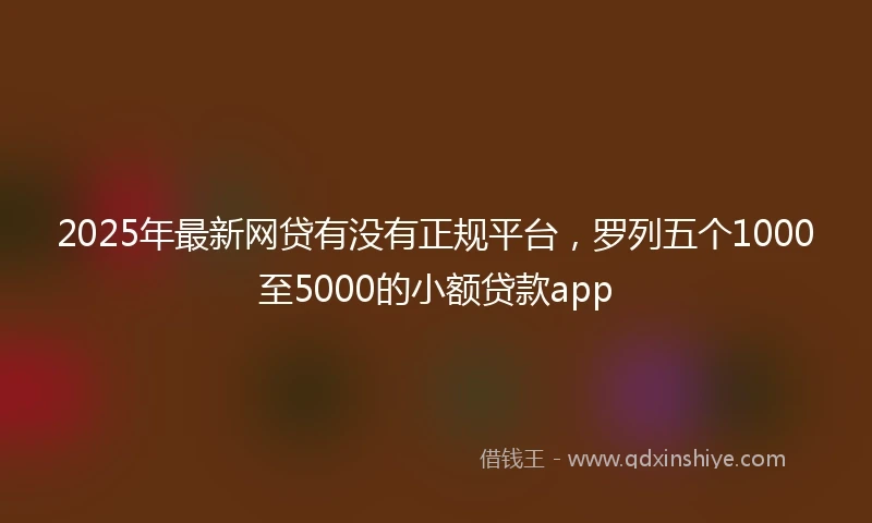 2025年最新网贷有没有正规平台，罗列五个1000至5000的小额贷款app