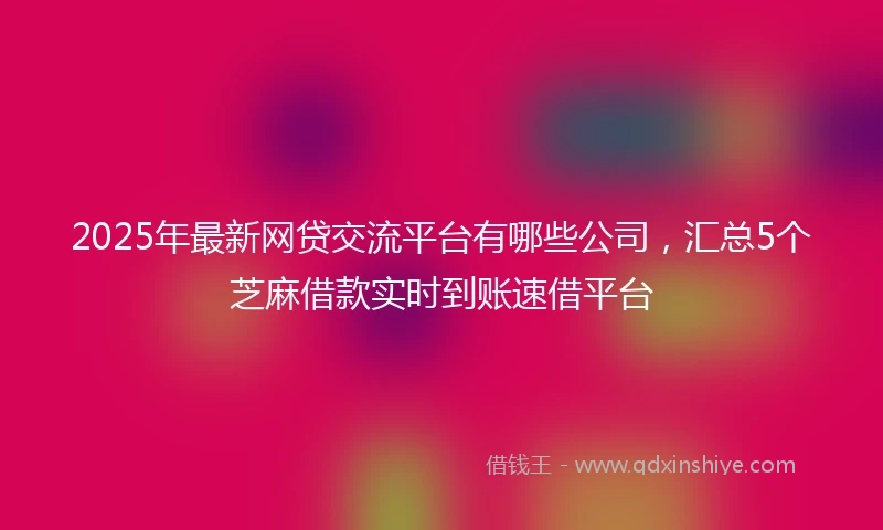 2025年最新网贷交流平台有哪些公司，汇总5个芝麻借款实时到账速借平台