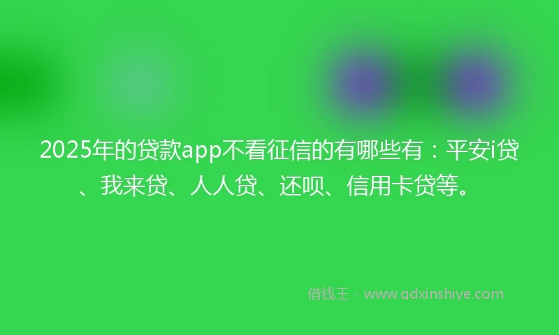 2025年的贷款app不看征信的有哪些有：平安i贷、我来贷、人人贷、还呗、信用卡贷等。