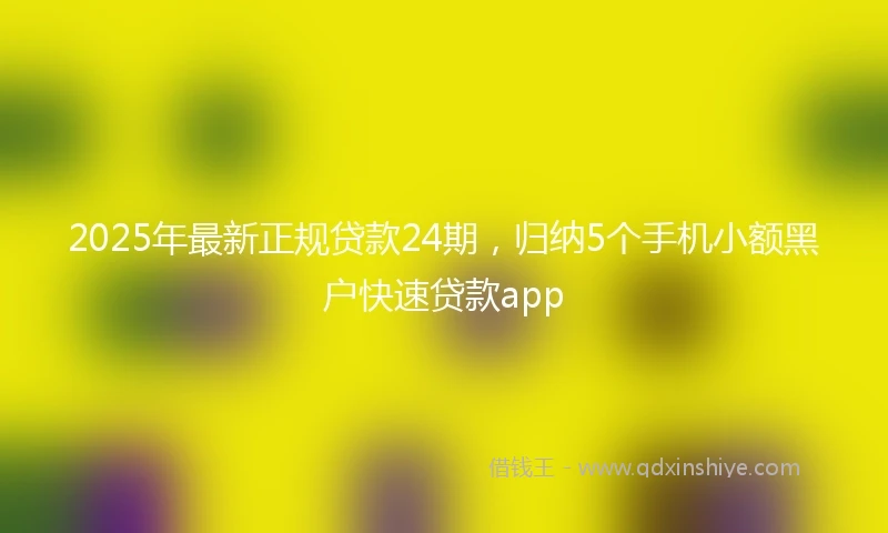 2025年最新正规贷款24期，归纳5个手机小额黑户快速贷款app