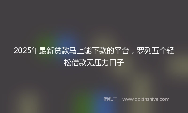 2025年最新贷款马上能下款的平台，罗列五个轻松借款无压力口子