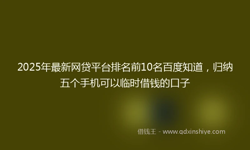 2025年最新网贷平台排名前10名百度知道，归纳五个手机可以临时借钱的口子