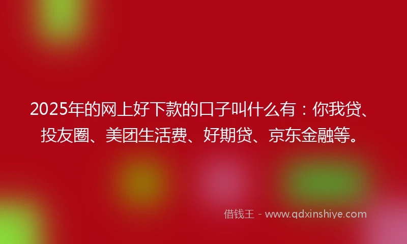 2025年的网上好下款的口子叫什么有：你我贷、投友圈、美团生活费、好期贷、京东金融等。