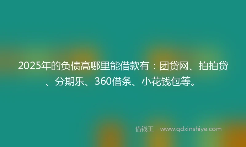 2025年的负债高哪里能借款有：团贷网、拍拍贷、分期乐、360借条、小花钱包等。