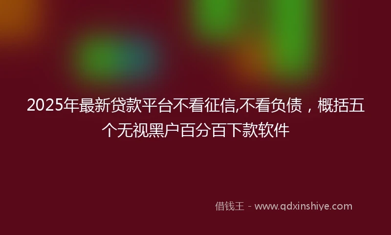 2025年最新贷款平台不看征信,不看负债，概括五个无视黑户百分百下款软件