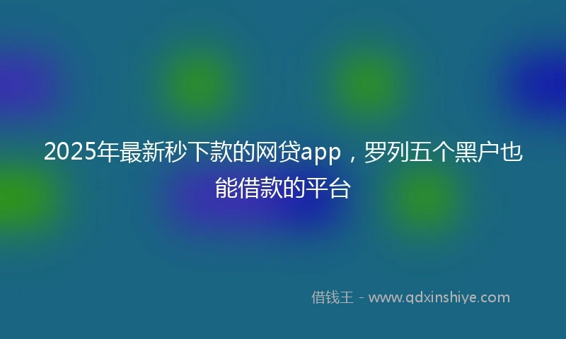 2025年最新秒下款的网贷app，罗列五个黑户也能借款的平台