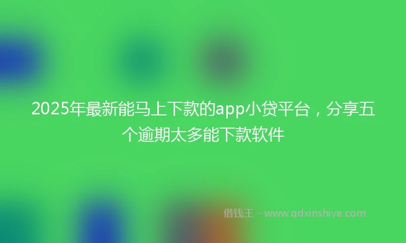2025年最新能马上下款的app小贷平台，分享五个逾期太多能下款软件