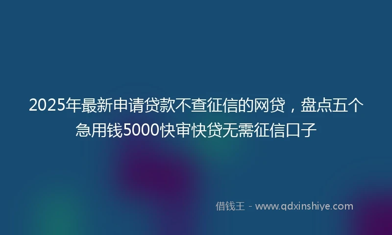 2025年最新申请贷款不查征信的网贷，盘点五个急用钱5000快审快贷无需征信口子