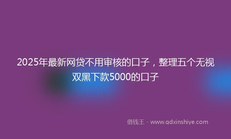 2025年最新网贷不用审核的口子，整理五个无视双黑下款5000的口子