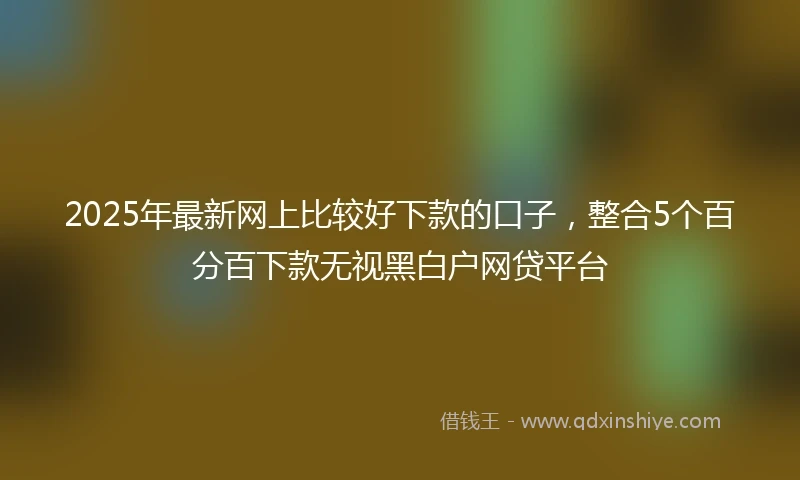 2025年最新网上比较好下款的口子，整合5个百分百下款无视黑白户网贷平台