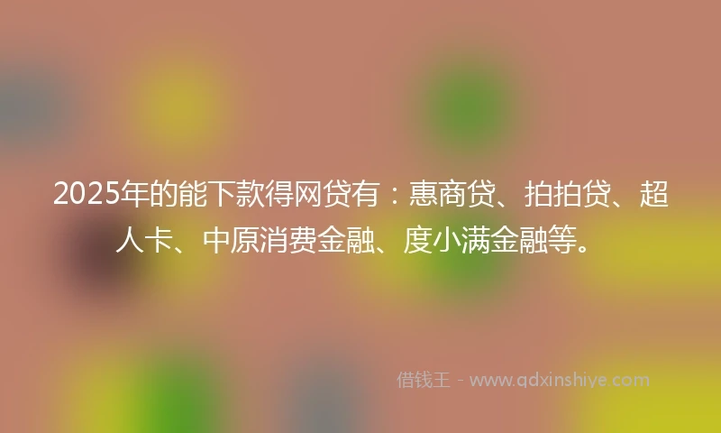 2025年的能下款得网贷有：惠商贷、拍拍贷、超人卡、中原消费金融、度小满金融等。