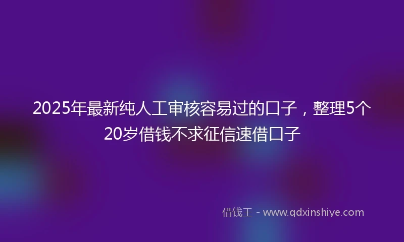 2025年最新纯人工审核容易过的口子，整理5个20岁借钱不求征信速借口子