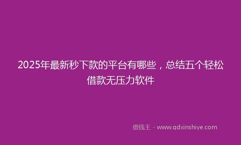 2025年最新秒下款的平台有哪些，总结五个轻松借款无压力软件