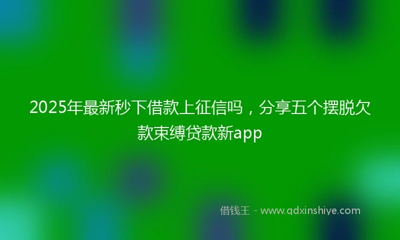 2025年最新秒下借款上征信吗，分享五个摆脱欠款束缚贷款新app