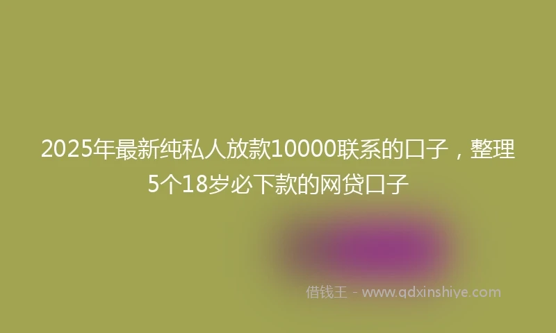 2025年最新纯私人放款10000联系的口子，整理5个18岁必下款的网贷口子