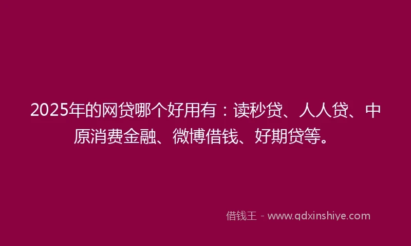 2025年的网贷哪个好用有：读秒贷、人人贷、中原消费金融、微博借钱、好期贷等。