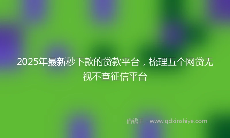 2025年最新秒下款的贷款平台，梳理五个网贷无视不查征信平台
