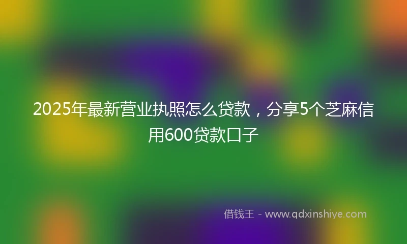 2025年最新营业执照怎么贷款,分享5个芝麻信用600贷款口子