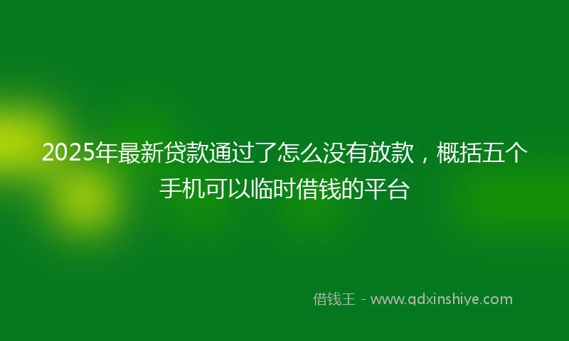 2025年最新贷款通过了怎么没有放款，概括五个手机可以临时借钱的平台