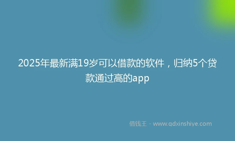 2025年最新满19岁可以借款的软件，归纳5个贷款通过高的app
