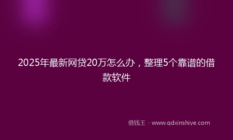 2025年最新网贷20万怎么办，整理5个靠谱的借款软件