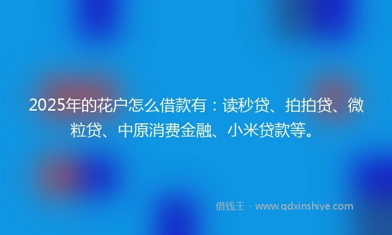 2025年的花户怎么借款有：读秒贷、拍拍贷、微粒贷、中原消费金融、小米贷款等。