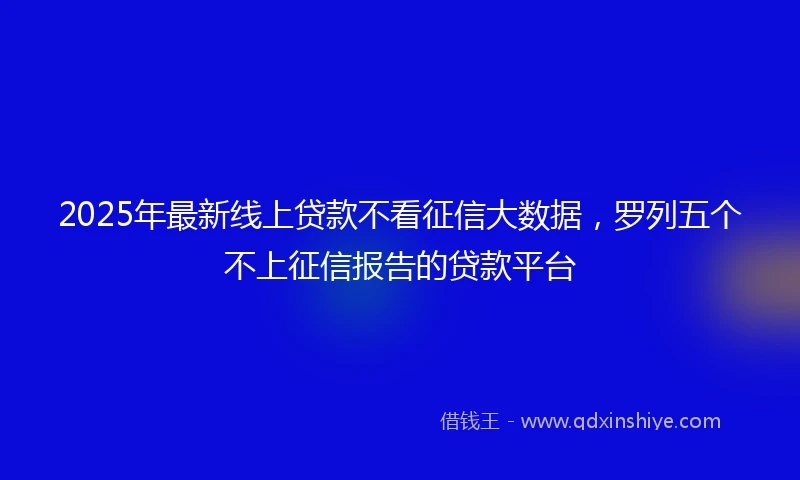 2025年最新线上贷款不看征信大数据，罗列五个不上征信报告的贷款平台